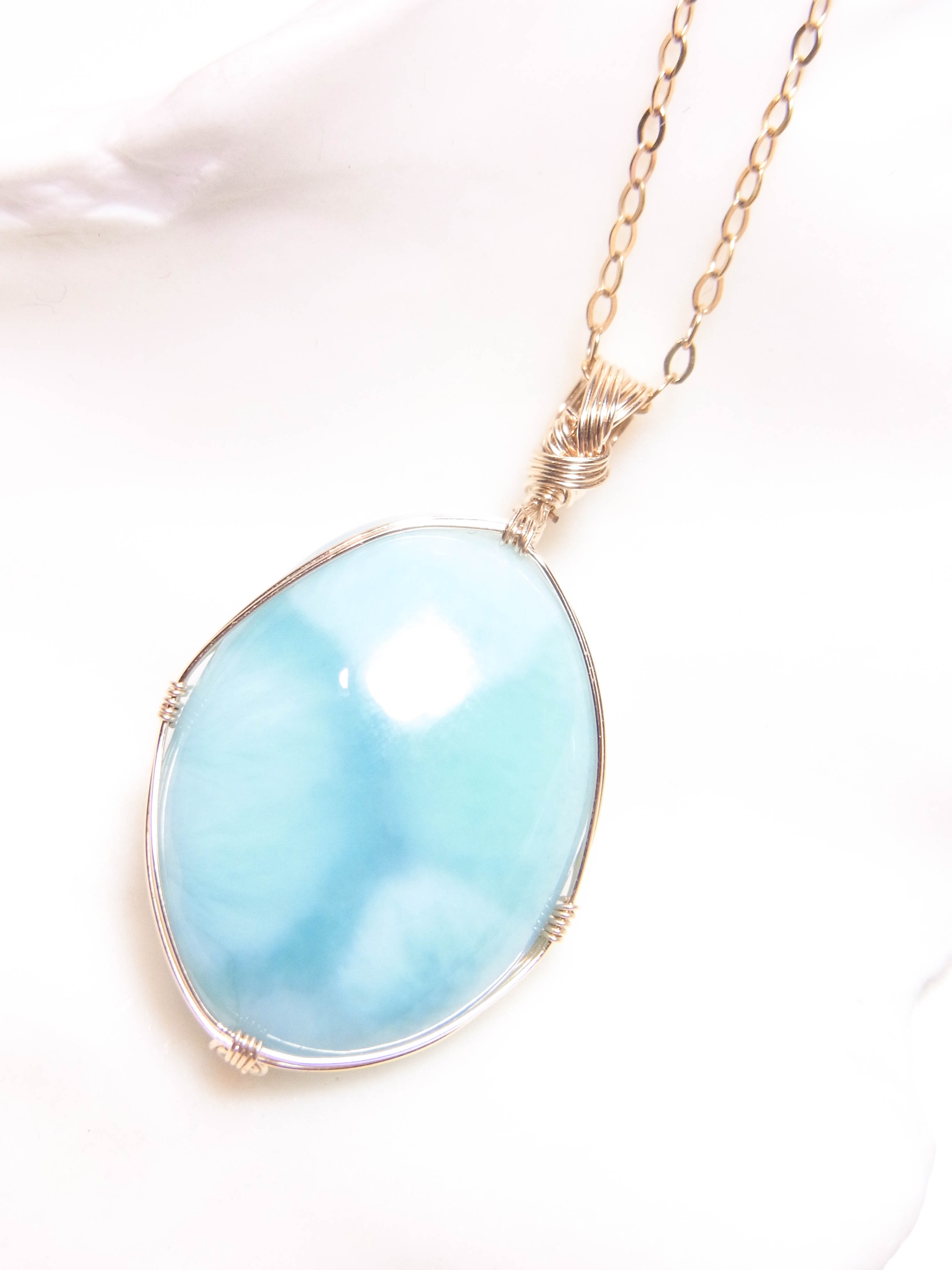 ラリマー 14KGF 女神巻きペンダント いるか石×Crystal Deva コラボ 